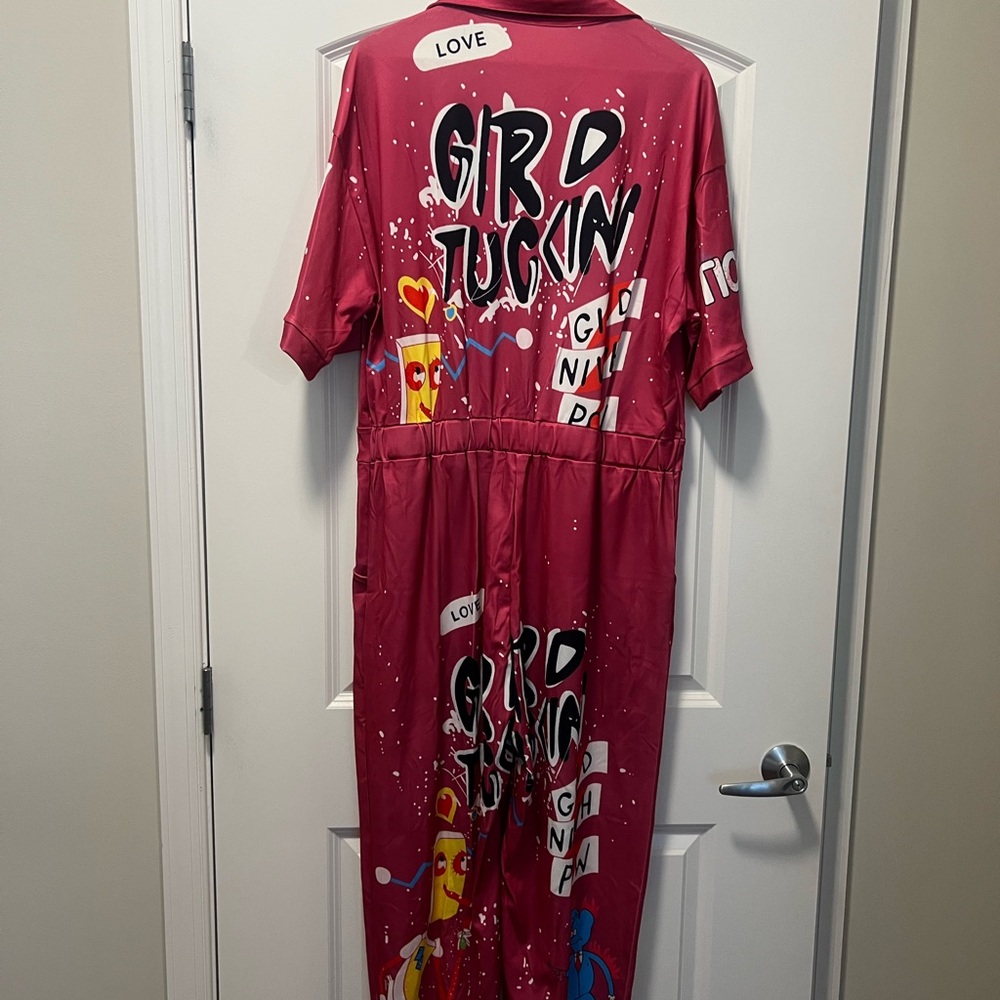 Red Graphic Jumpsuit - Picture 2 of 3